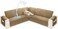 Vista 28 de Fundas de sofá seccional para perros 100% impermeables, funda de sofá en forma de L para esquinas, de terciopelo, lavable, antideslizante