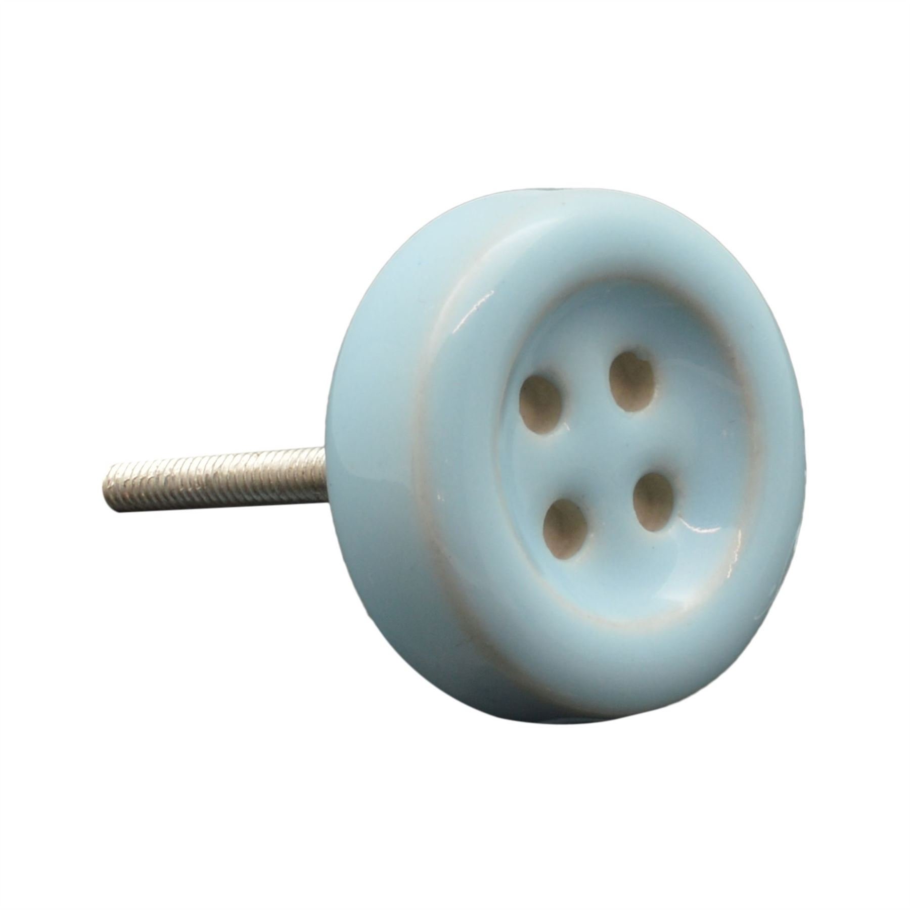 Nicola Spring Ceramic Cupboard Drawer Knobs - Button Design - Blue