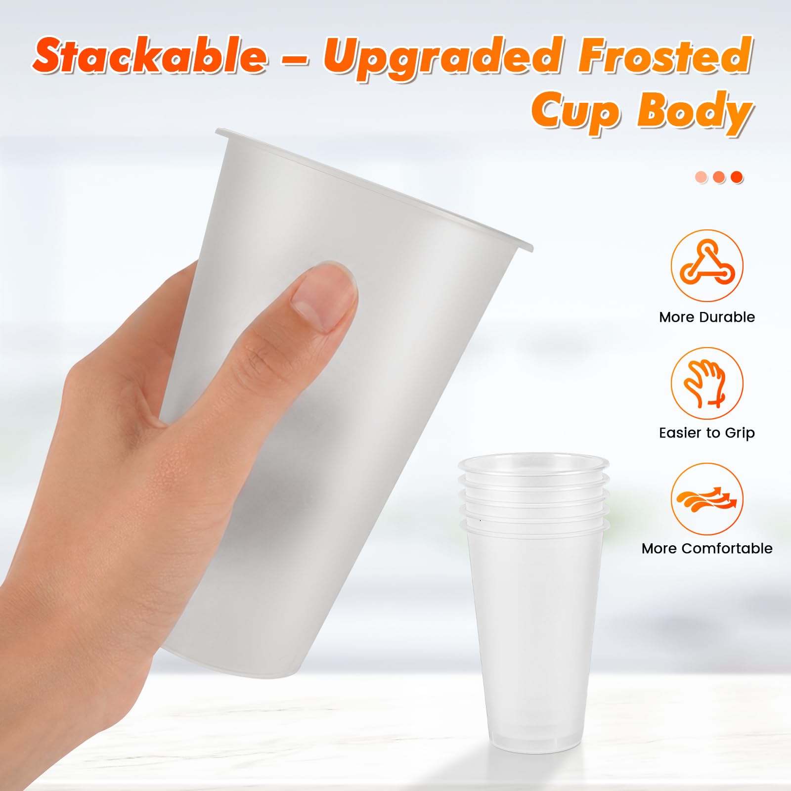 Confezione da 100 Bicchieri Plastica – 0,5 L, Impilabili e Resistenti