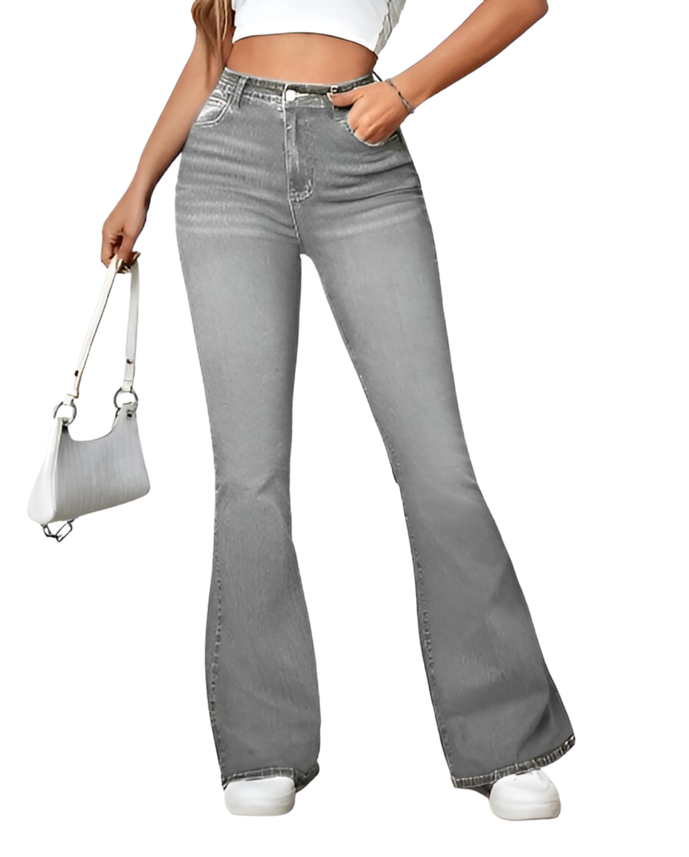 Ben Martin Women’s High Waist Jeans || Flared Bell Bottom Bootcut Pants || Wide Leg Stretch Denim – Perfect for Travel, Party & Everyday Use – Sizes 26–40 (2)