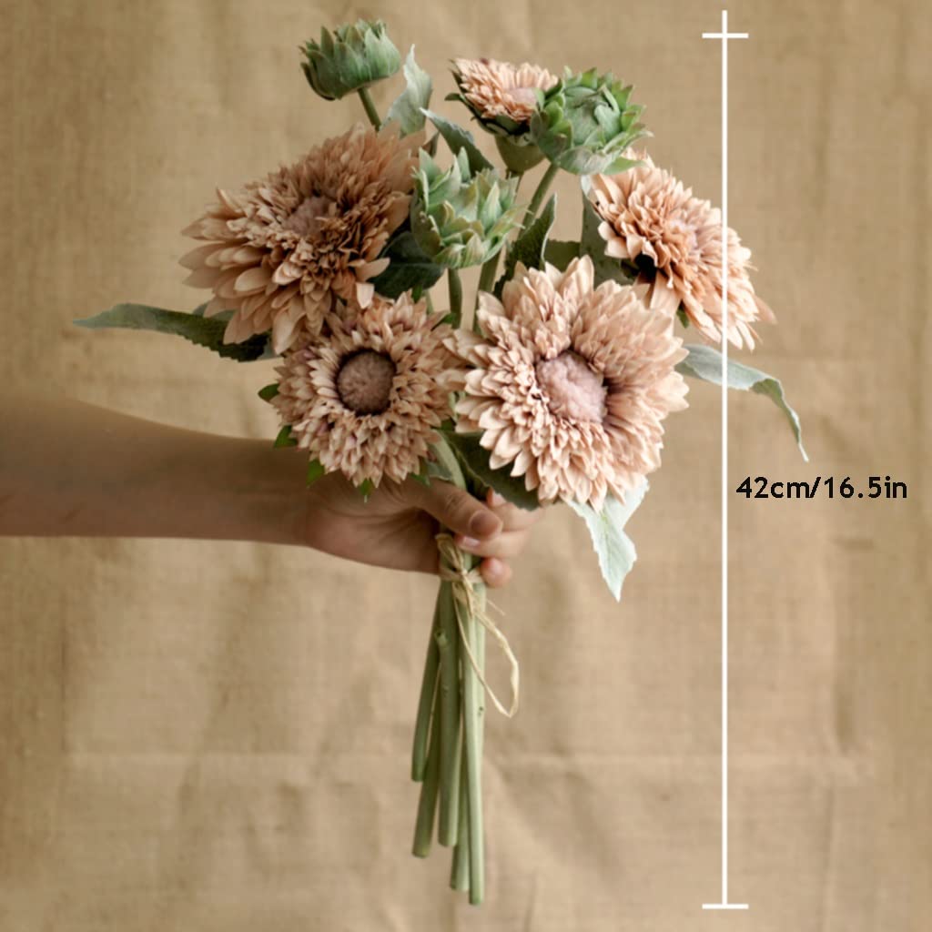 creatività Fiori Artificiali, Girasoli Finti con Cinque Fiori e Tre boccioli, Fiori Simulati per Decorazioni da tavola