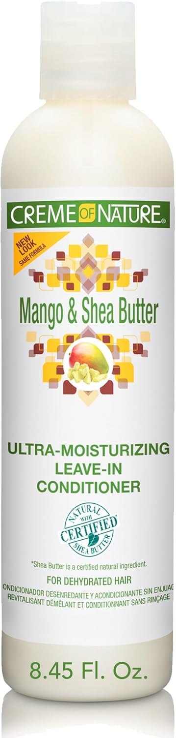 Creme of Nature, CNI, Ultra-hydraterende leave-in behandeling met mango en sheaboter, voor gedehydrateerd haar, intense voeding en zachtheid, 250 ml