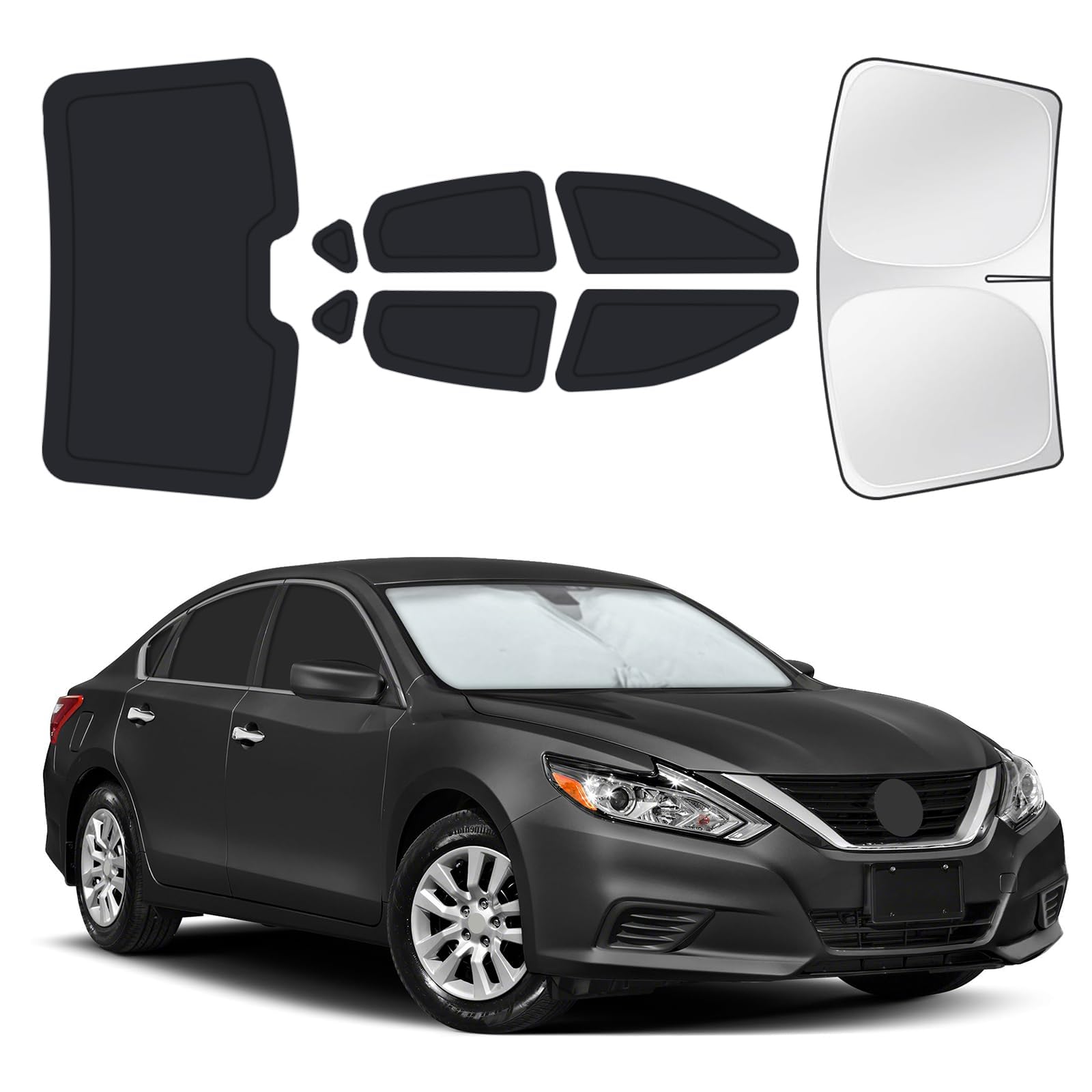 for Nissan Altima 2013-2018 Car Window Shades, 8Pcs Full Window Covers | Privacy Sun Shade Set for Front Windshield Side and Rear Windows, Keeps Vehicle Cool for Camping Napping