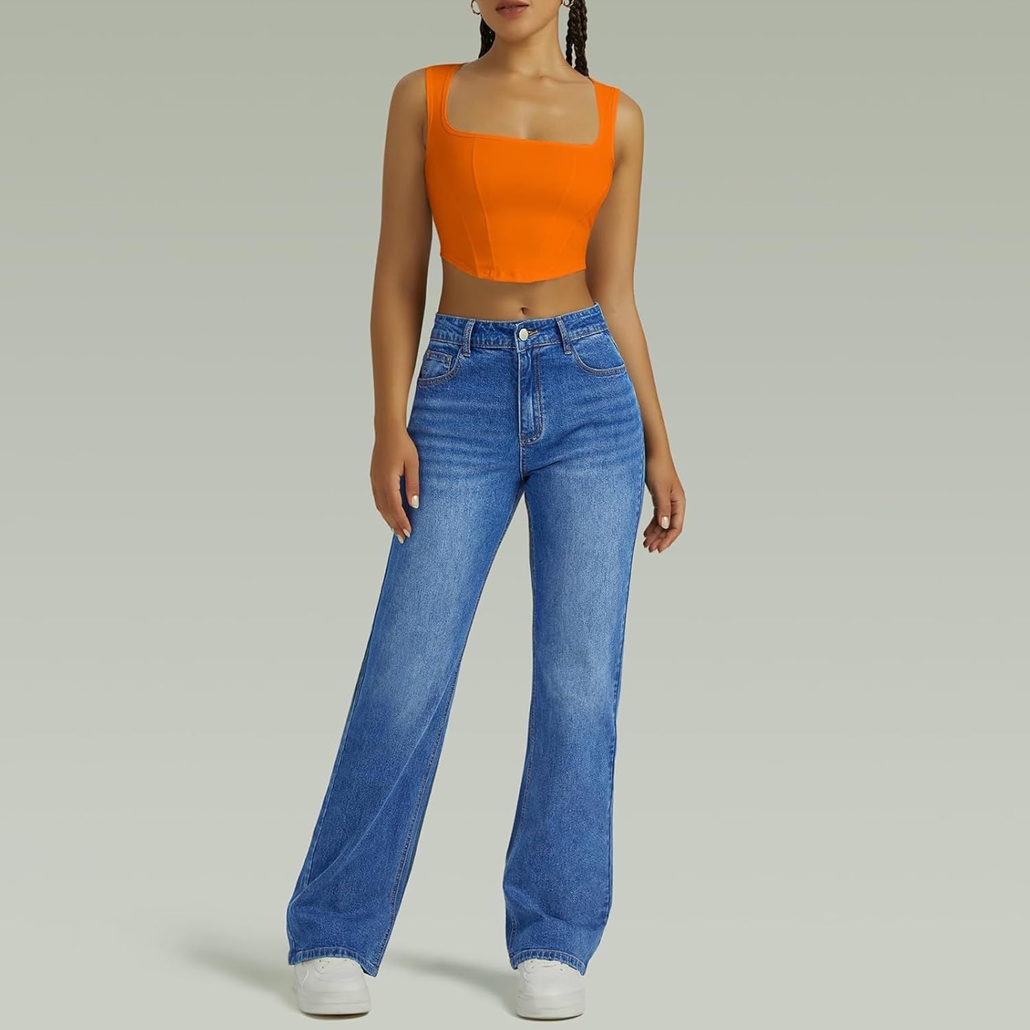 Elegante High Waist Jeans für Damen: Stilvolle Wide Leg Hosen mit praktischen Taschen