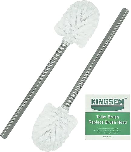 Juego de 2 cepillos de inodoro para inodoro, 3 piezas, 4 piezas, 6 cabezales de repuesto, limpieza de cepillo de inodoro con cerdas rígidas
