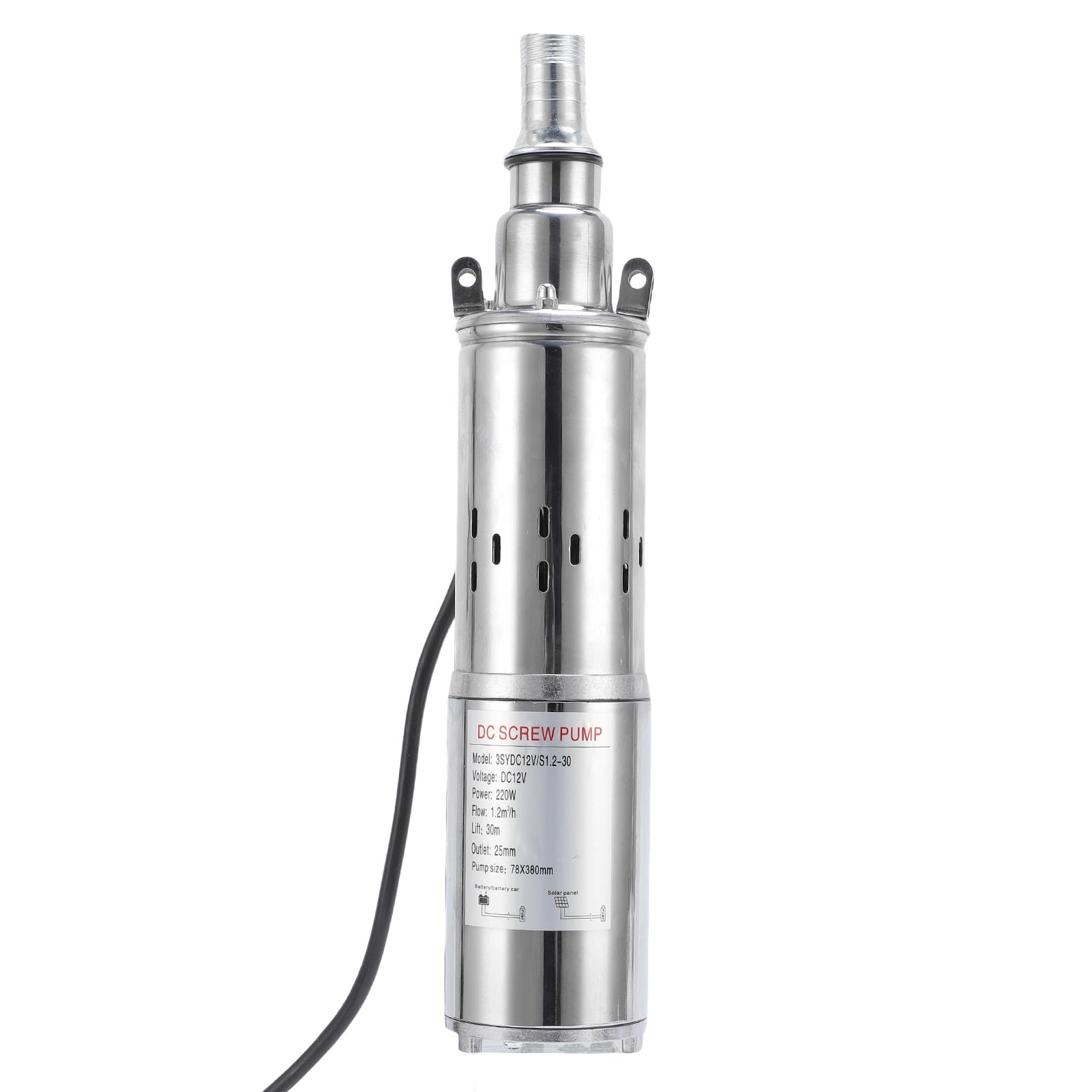 Hyuduo Bomba Sumergible Solar, Bomba de Agua de Pozo Profundo de Acero Inoxidable de 220 W con Cabezal de 98 Pies para Riego y Camping