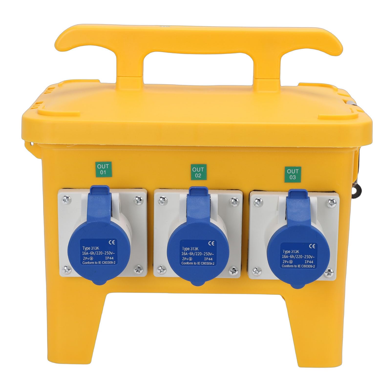 Caja de Distribución de Energía Resistente a la Intemperie con 3 Salidas CEE para Uso en Exteriores, Enchufes de 3 Clavijas, Portátil, 11,8x9,1x11, Pulgadas