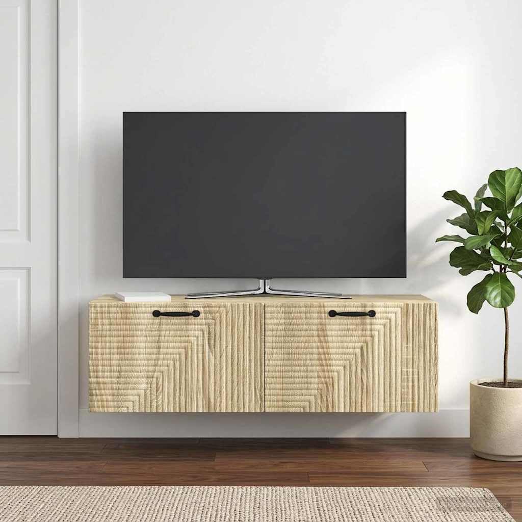 Hothingwell TV-Wandschrank, 98 x 31 x 30 cm, Holz | 90° drehbare Scharniertüren, großer Stauraum, einfache Reinigung mit feuchtem Tuch, platzsparendes Design