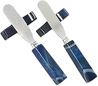 Vista 1 de NOVICA Restos esparcidores de ágata azul teñida, cuchillos de zafiro Deli' (par)