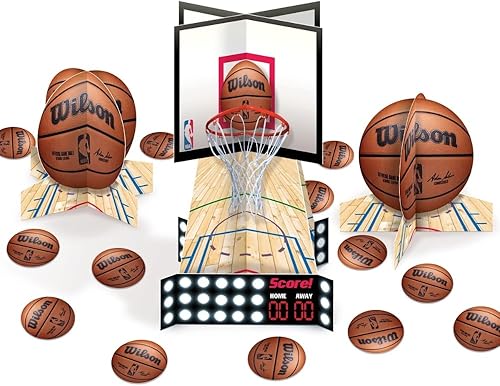 Kit de decoración de mesa de papel multicolor NBA Wilson - 1 juego | Elegante decoración de fiesta para fanáticos del baloncesto y celebraciones