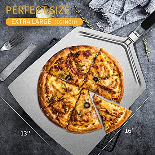 Large Pizza Peel 16 Inch,DANWEITESI Pizza Peel Extra Large Pizza Paddle Stainless Steel With