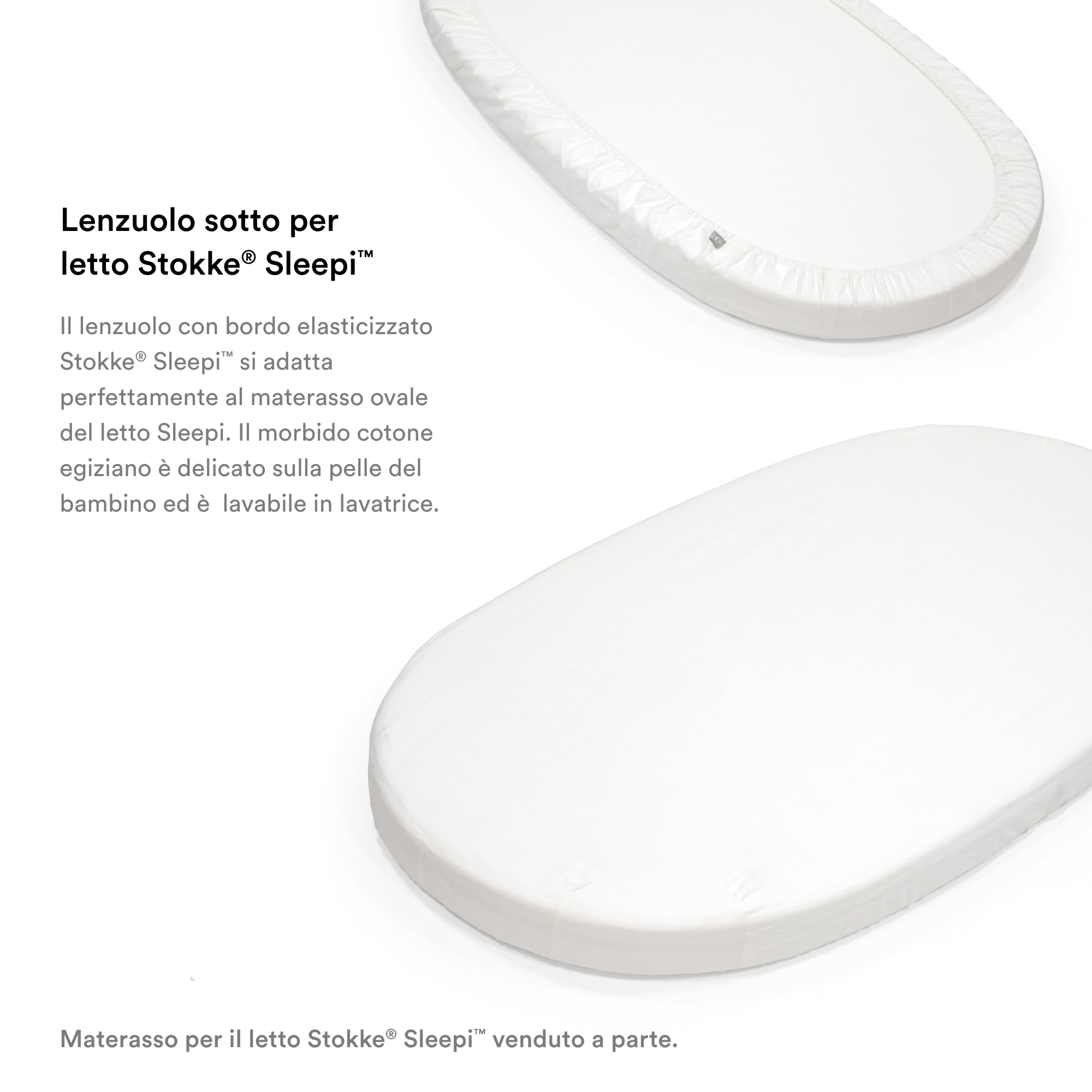 Stokke Lenzuolo sotto Sleepi, Bianco - Morbide lenzuola per sogni dolcissimi - Per i letti Sleepi - 100% morbido percalle di cotone - Lavabile