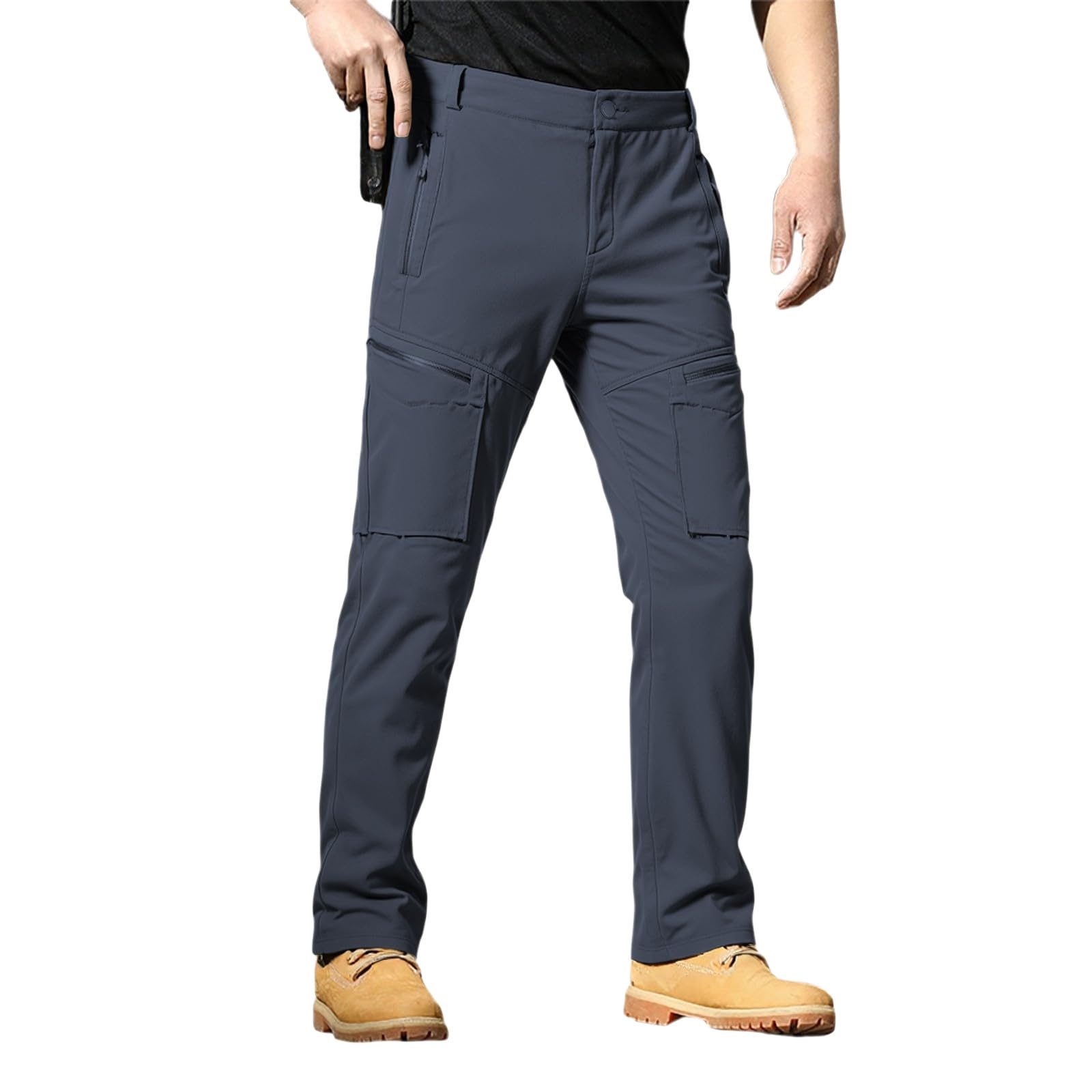 Generisch Pantalones de lluvia de forro polar para hombre, montañismo, jogging, forro polar, pantalones de softshell, pantalones cargo cálidos, resistentes al agua, pantalones de senderismo