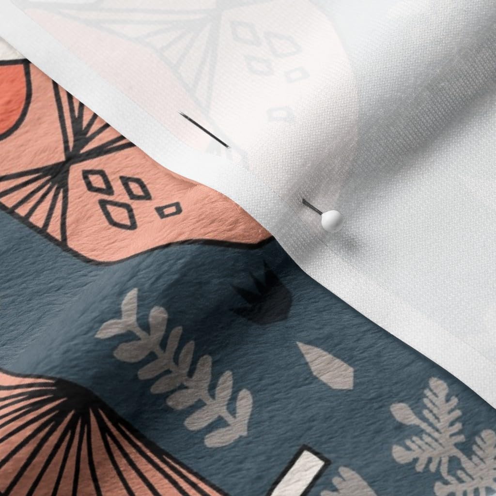 Spoonflower Fabric - Owls Navy Blue Orange Coral Hand Drawn Illustration Owl Bird Pattern Printed on Minky Fabric by The Yard - Sewing Baby Blankets Quilt Backing Plush