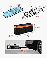 Vista 7 de VEVOR Transportador de carga de enganche de 60 x 20 x 6 pulgadas, capacidad de 500 libras con red de carga y bolsa de carga impermeable, cesta