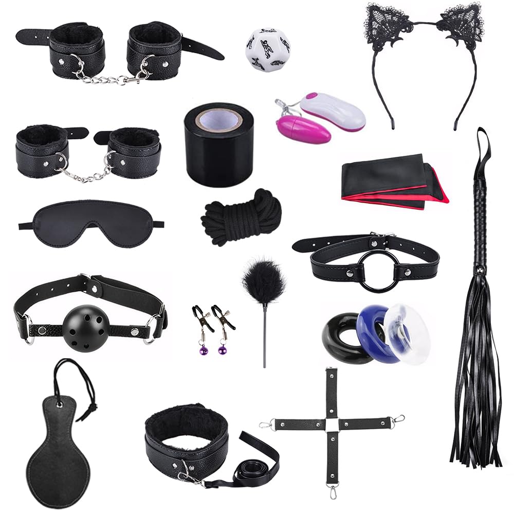 Sex Bondage Ties BDSM Kit Qoosea 18PCS Set de Juguetes Sexuales para Parejas Set Bondage Ajustable Juegos de Adultos para Parejas Set de Sujeción para Accesorios Sexuales