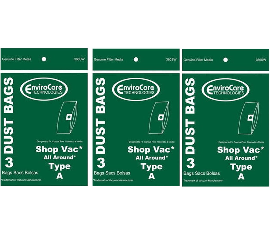 Sacs aspirateur Sv-9066700 Shopvac type A pour cuve eau et poussière 1.5 Gal