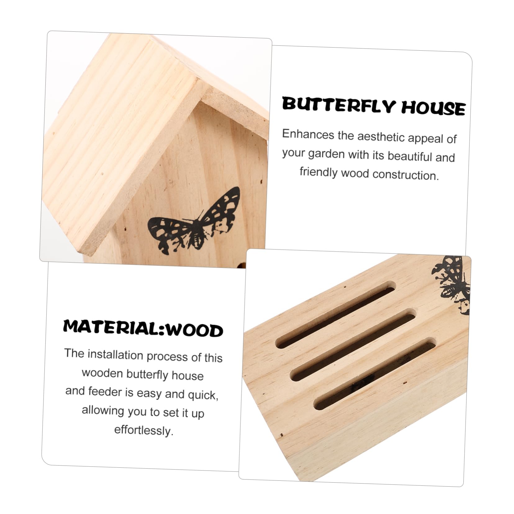 Sosoport Casetta per Farfalle in Legno, Rifugio da Giardino per Esterno, Funzione Alimentazione, Attrae Farfalle