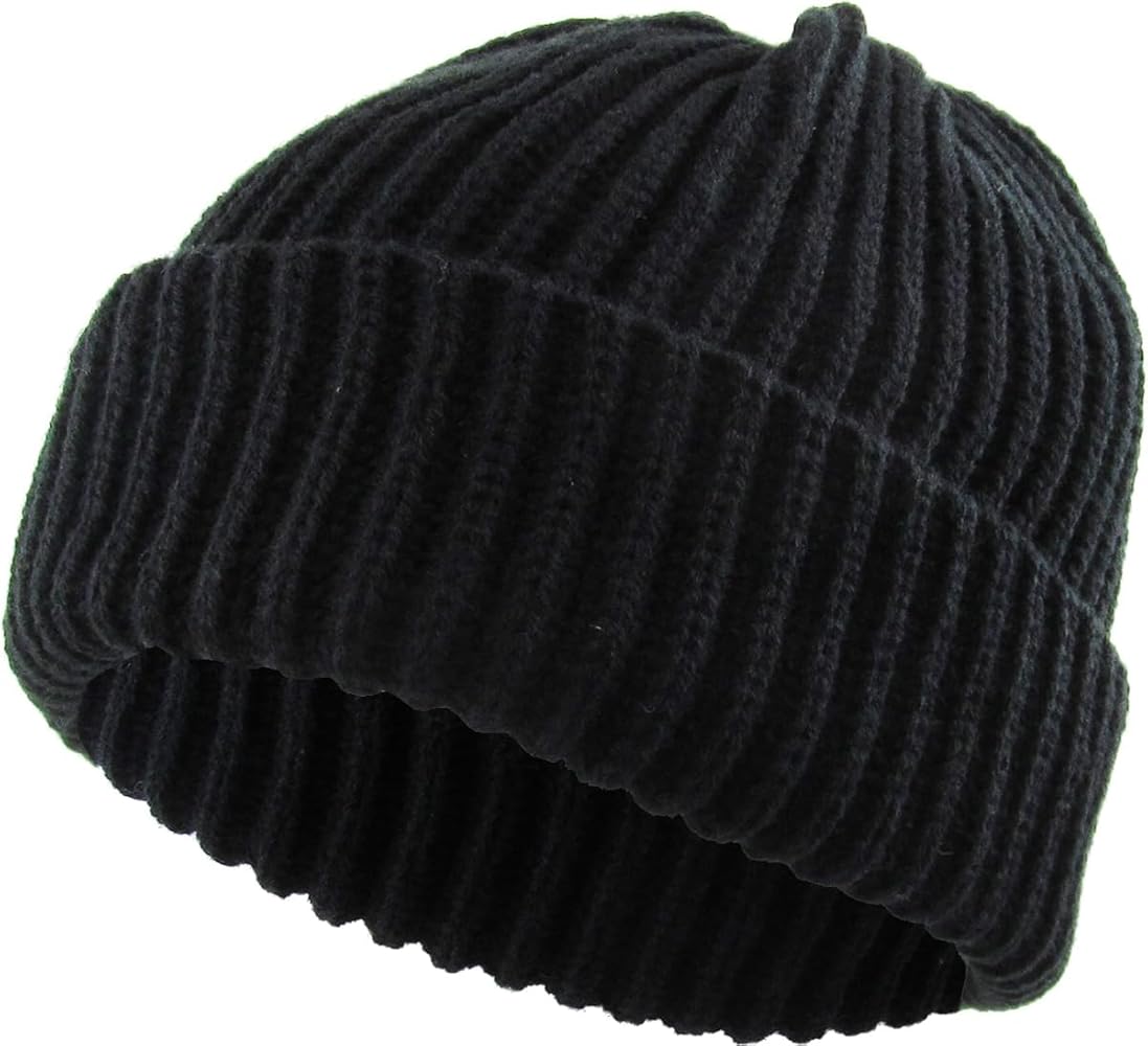 KBW-507 BLK Ribbed Knit Tie Dye Cuffed Beanie Thick Winter