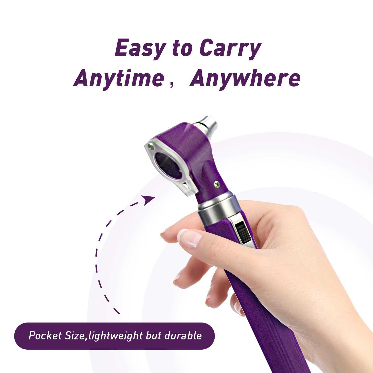 SCIAN Otoscope Oreille, mini outil de soins de l'oreille diagnostique de poche 3x plus grand 8 conseils miroirs pour enfants adultes (violette)