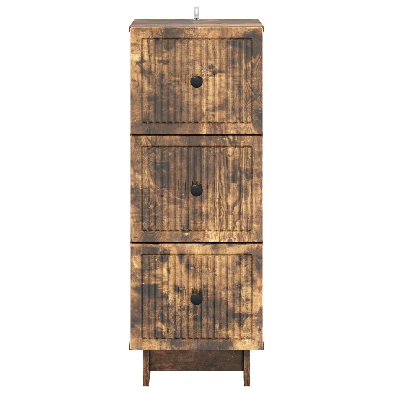 Cassettiera in rovere affumicato, 33 x 34,5 x 90 cm, armadietto, credenza, cassettiera multiuso, per ufficio, soggiorno, camera da letto