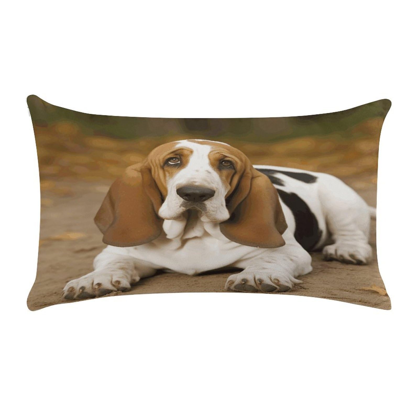 VstaDank Basset Hound Throw Pillow Covers Rectangular Cushion Case Short Plush Pillowcase with Zipper Luxury Cozy Lumbar Pillows Shells Decorative Pillow Shams 12 X 20 Inch
