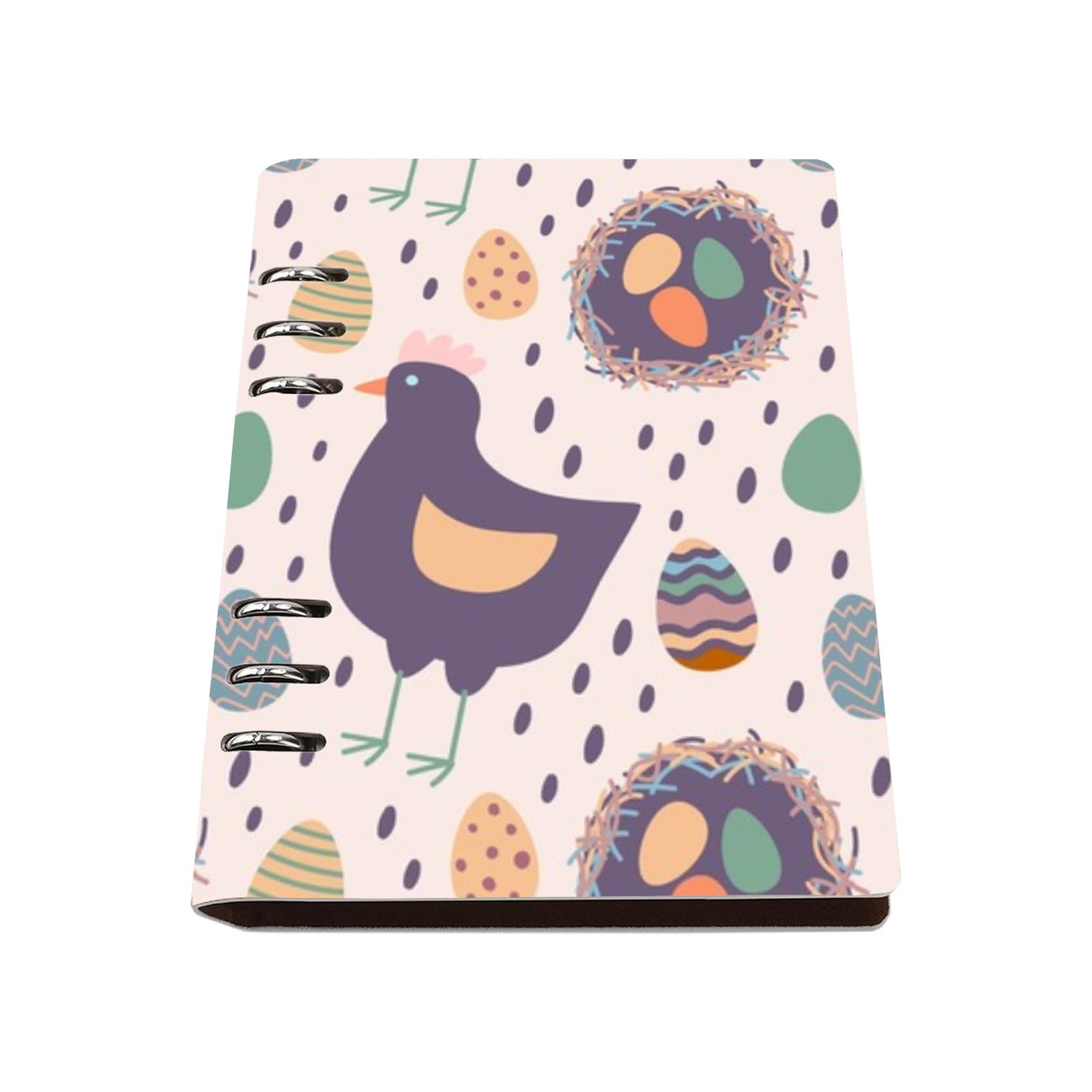 Cute Cartoon Hens and Easter Eggs A5 Notebook, Pu Leather Notebooks A5, Lined Paper Ring Bound Notebook 180Pages/90Sheets, Journal for Women, Notepad for Dairy, Revision Supplies Journal Diary