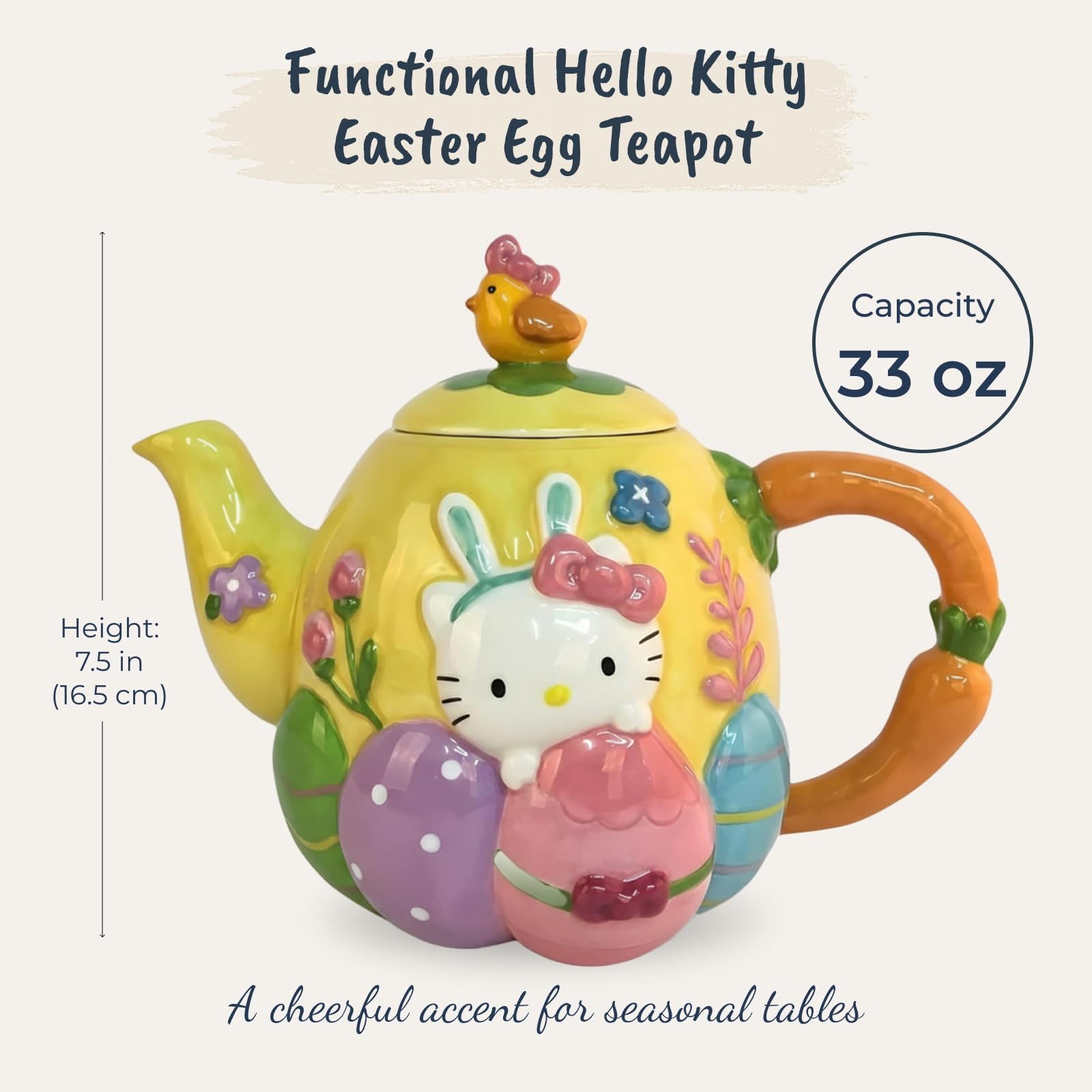 Amazon.com: Blue Sky Clayworks Hello Kitty Easter Egg Teapot, Home
