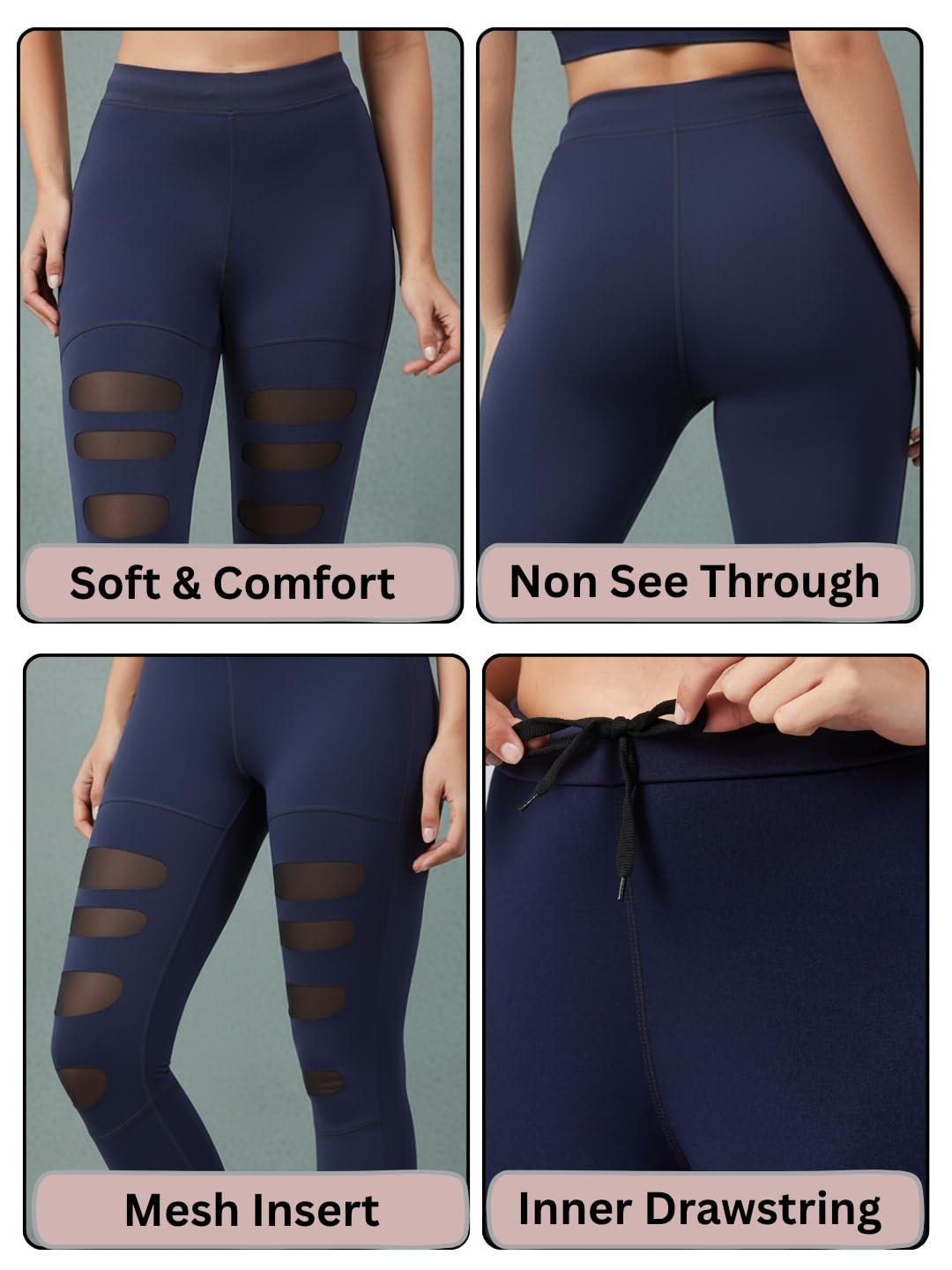 BLINKIN Mallas deportivas para mujer con malla – Ropa deportiva ideal para mujer, ropa activa, yoga y fitness – los pantalones de fitness definitivos para mujer (5001)