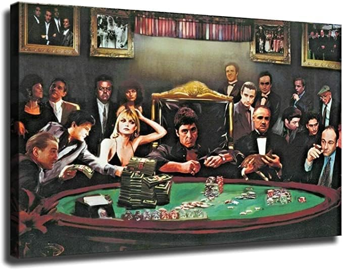 Póster de mafia de gángster de casino, lienzo impreso para pared, decoración del hogar, sala de estar, dormitorio, mural (enmarcado, 24 x 36