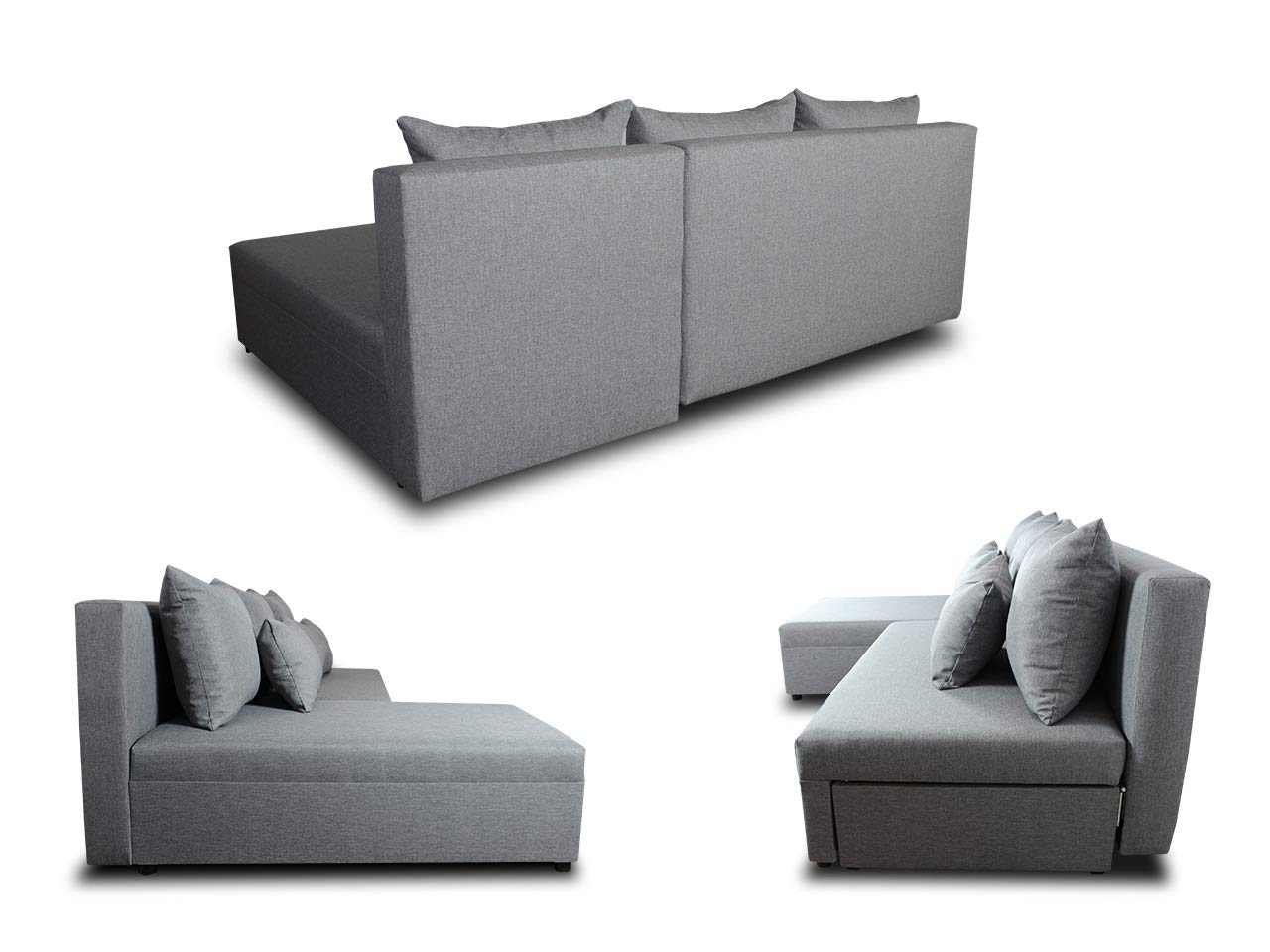 Sofnet Ecksofa Pono mit Schlaffunktion - Couchgarnitur, Eckcouch, Sofa, Sofagarnitur, Bettsofa, L-Form Couch, Schlafsofa - Ottomane Universal (Schwarz (Sawana 14))