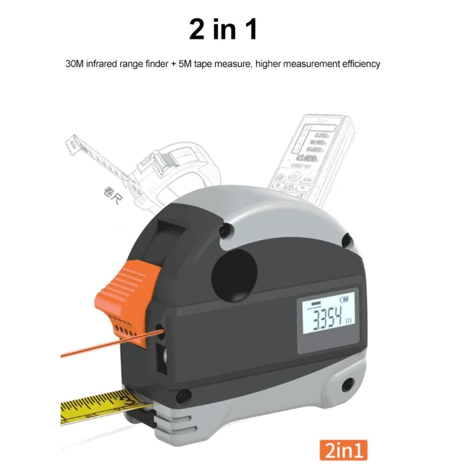 Cinta métrica retráctil, medidor de Cinta de Acero de 30/40m, Cinta de medición Inteligente, telémetro, Cinta métrica electrónica Digital