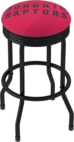 Trademark Global Taburete de bar Toronto Raptors Fade con lado acanalado negro retro - Silla giratoria para sala de juegos, garaje o bar en casa