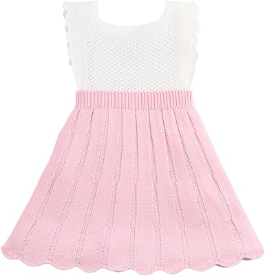 Puseky Bebe Bebe Fille Robe En Dentelle En Tricot Robe Plissee Sans Manches Pour La Fete Decontractee Amazon Fr Vetements