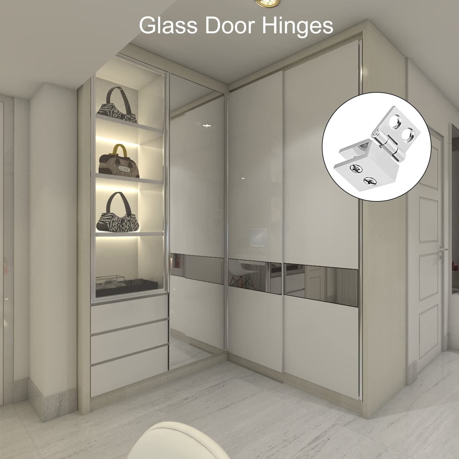 METALLIXITY Glass Door Hinges, (5mm-8mm Glass Thickness) 4Pcs, 0-Degree Glass Hinge Clamp - Image 3