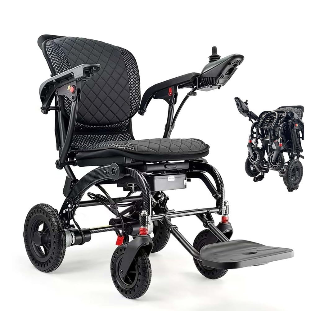 Sillas de ruedas eléctricas ligeras plegables para adultos, silla de ruedas motorizada 220lbs, silla de ruedas motorizada portátil con asiento ergonómico,10ah