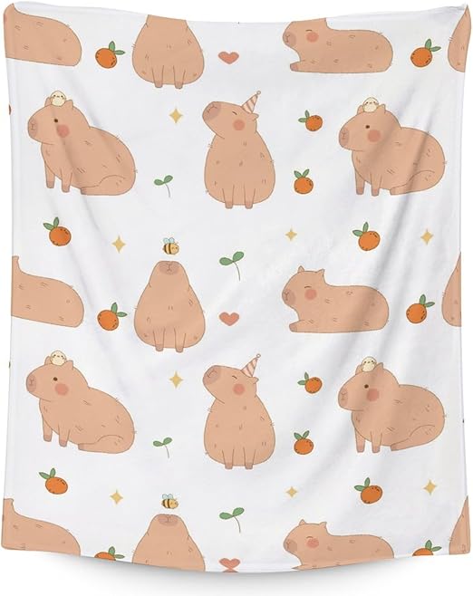 Blanket Gifts - 30"x40" Cute Throw for Kids, Girls - White Soft Fuzzy Blankets for Couch & Office
