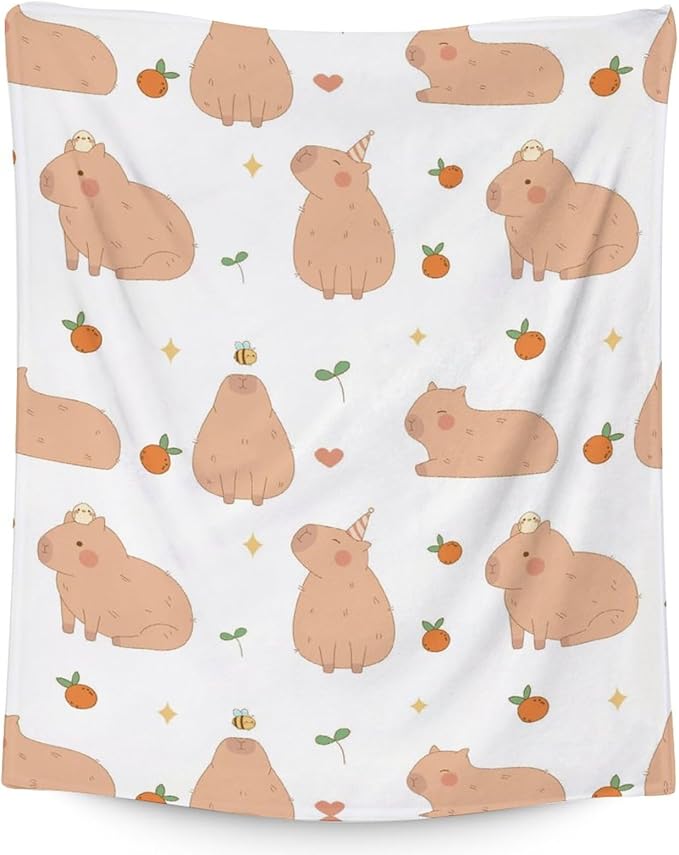 Blanket Gifts - 30"x40" Cute Throw for Kids, Girls - White Soft Fuzzy Blankets for Couch & Office