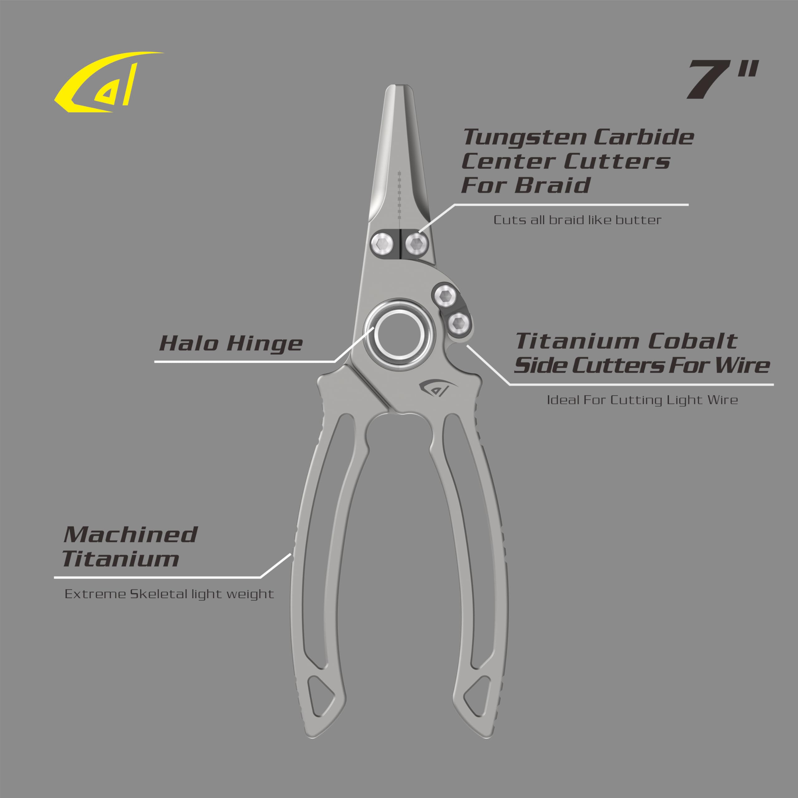 danco Titan-Doppelschneider, Angelzange mit Scheide und Umhängeband, 17,8 cm | 17,8 cm Titan-Doppelschneider, Angelzange, Wolframkarbid-Mittelschneider, Titan-Kobalt-Seitenschneider, Mantel, Schlüsselband