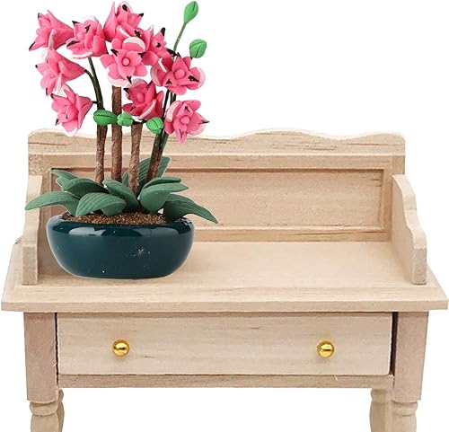 Miniatura 6 de Jeankak Jardín de hadas Mini planta de simulación de flores en miniatura planta en maceta de rosas, casas de muñecas, accesorios para casa de