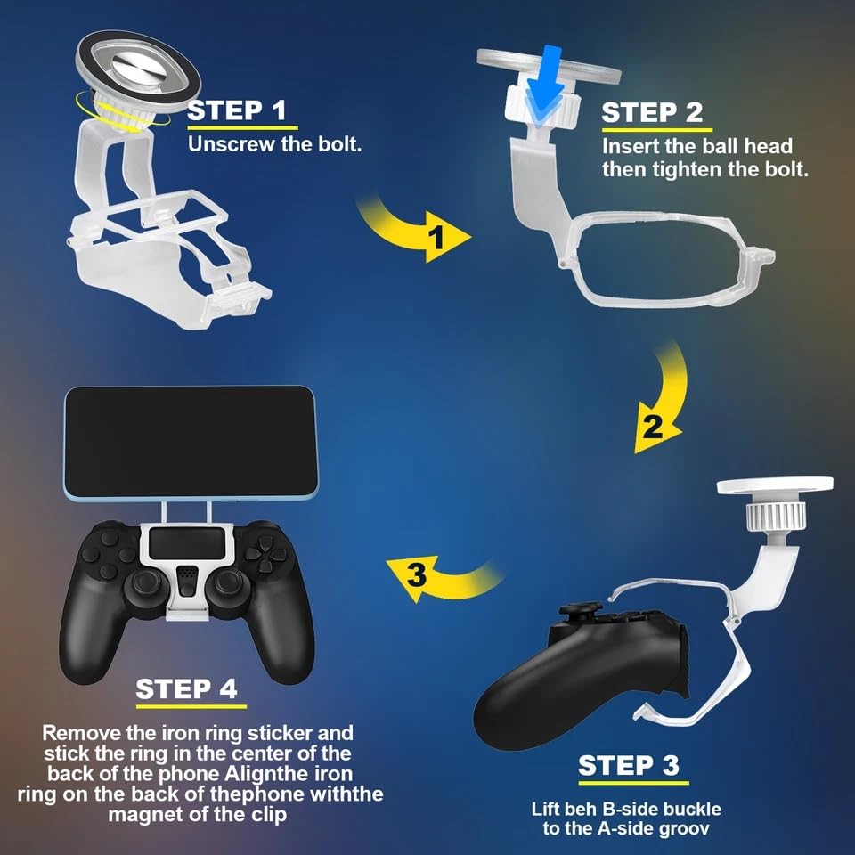 Clip manette PS4 pour jouer sur smartphone dans votre lit ou le train