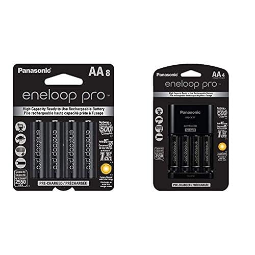 Panasonic eneloop pro AA 8-Pack with K-KJ17KHCA4A 4-Position Charger