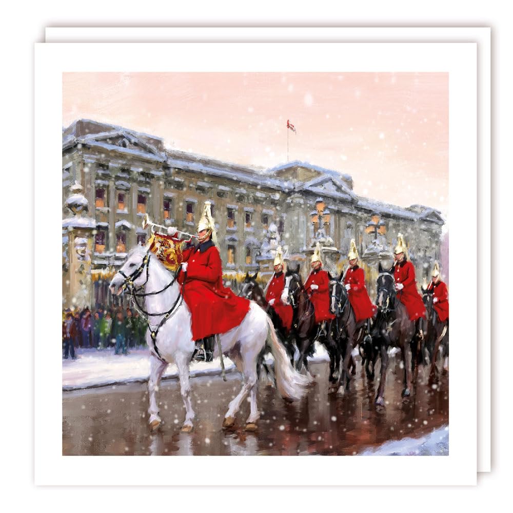 Buckingham Palace Royal Guard Parade at Christmas - Rainbow Trust Charity Christmas 160x160mm Pack of 10 Large Cards (King's Guard)