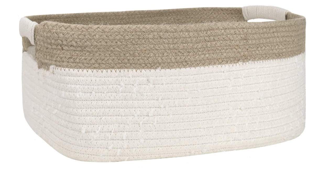 PartyStuff Jute Cotton Organizer Basket, Handwoven Braided Storage Basket for Fruits, Garments, Car, Toiletries, Office Desk (Medium, Pack of 2) (B08HWCK6JP) Amazon Price History, Amazon Price Tracker