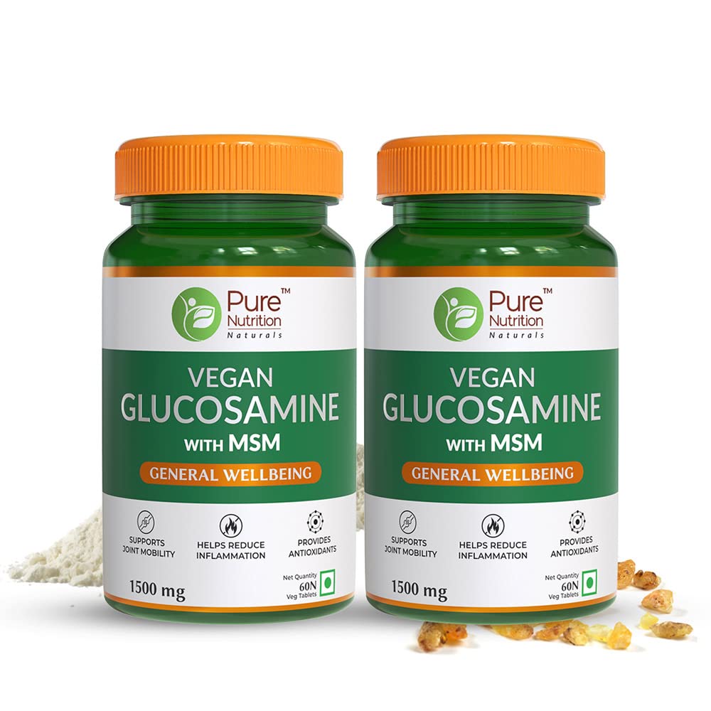 Pure Nutrition Vegan Glucosamine MSM with Boswellia | Cartilage & Joint Support Supplement | Relieves Pain & Stiffness | Supports Bone and Muscle Strength, Reduces Inflammation | 60 Veg Tabs (Pack 2) (B0B9GJK7QS) Amazon Price History, Amazon Price Tracker
