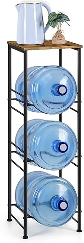 Soporte para botella de agua de 5 galones, organizador de 3 niveles con estante superior, dispensador de agua resistente para cocina, sala de estar,