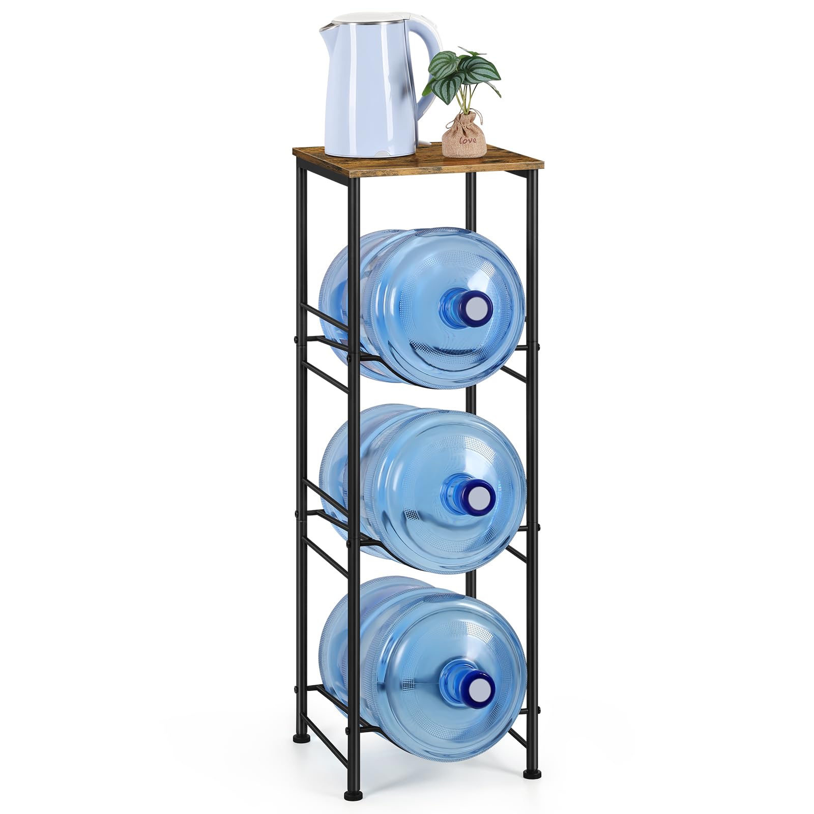 5 Gallon Water Jug Holder Rack - 3-Tier Storage Organizer, Holds 4 Jugs & Dispenser (300 Lb Capacity)