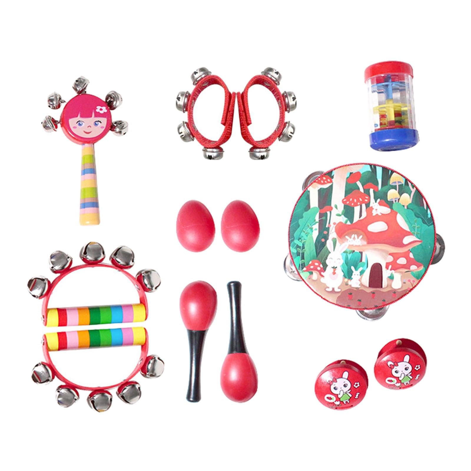 13 pezzi strumenti a percussione in legno set musica per neonati bambini rosso 13 pezzi set