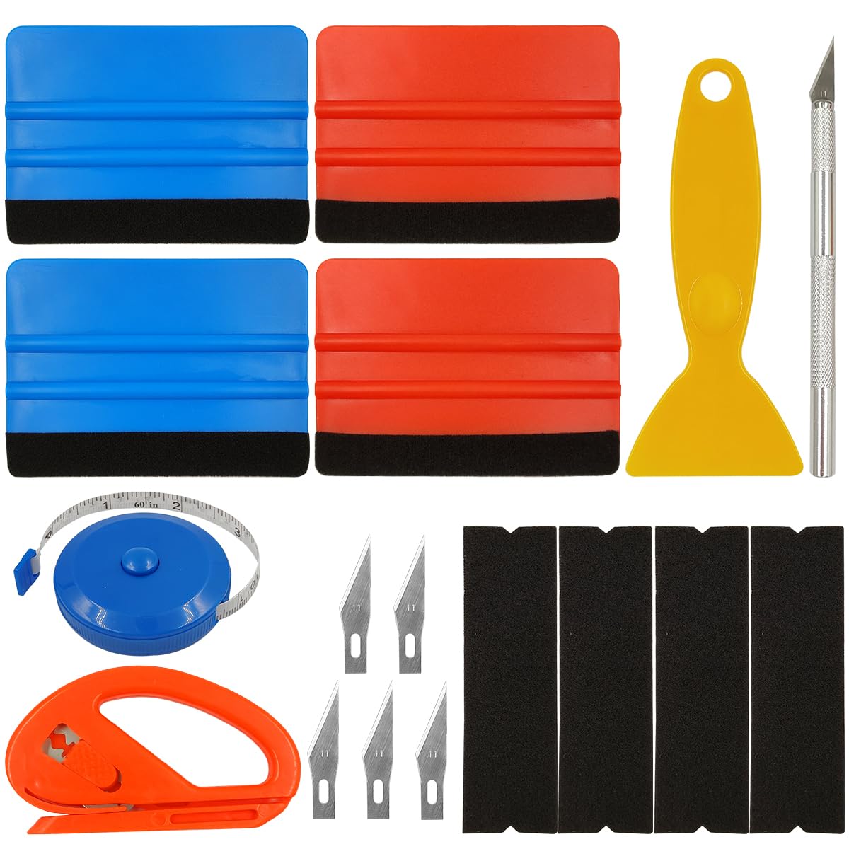 DLAND17 Window Film Tools, Including Scrapers, Tape Measures, Shovels, Engraving Knives, Blades, Suitable for Cutting And Trimming All Types of Vinyl And other Window Film Materials