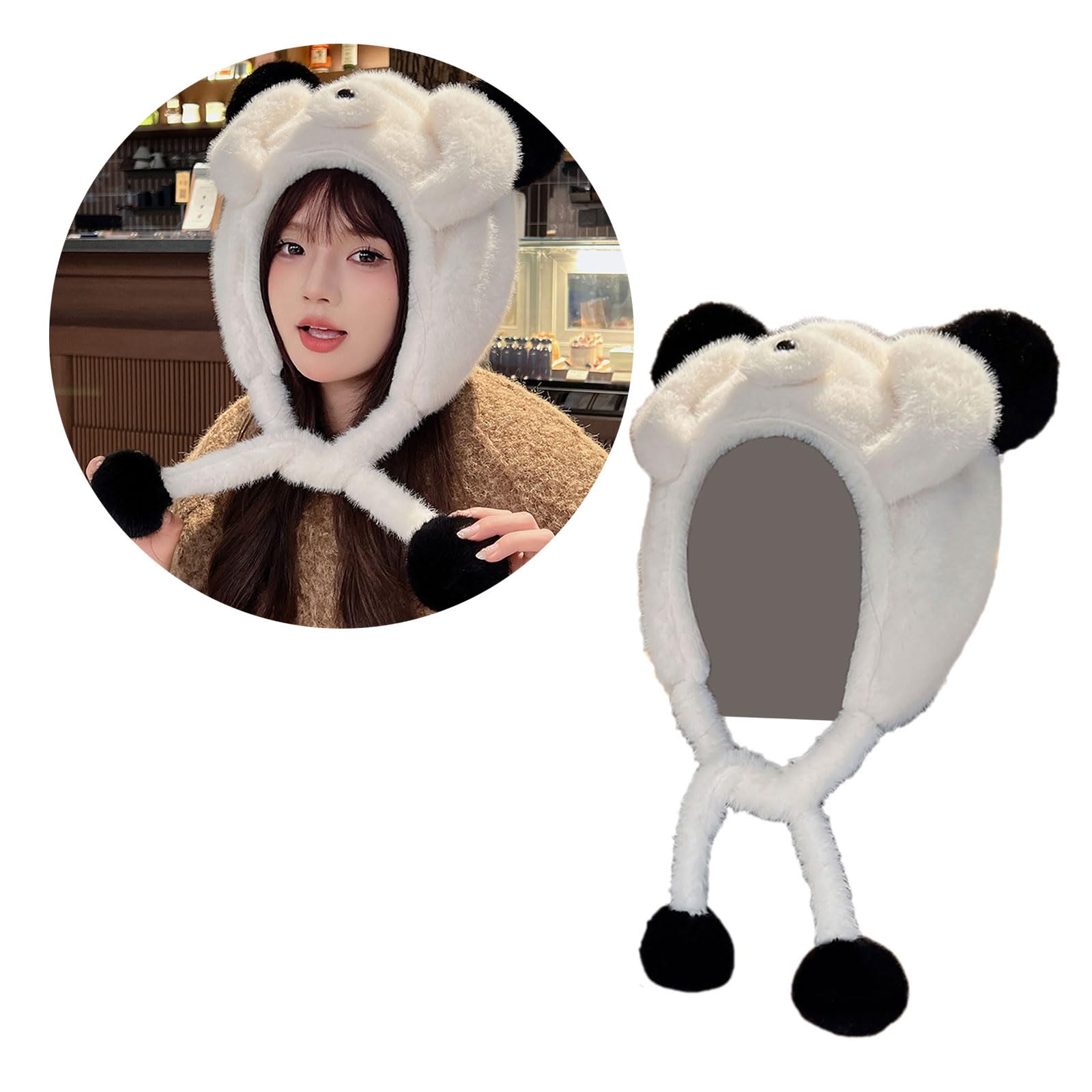 Ubxvamm Cartoon Plush Hat with Warm Earflap Female Male Outdoor Activity Skiing Hat Pullover Hat Winter Windproof Trapper Hat